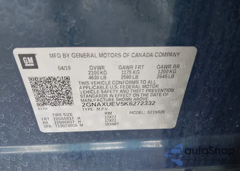 2019 Chevrolet Equinox Lt from USA, damaged, VIN 2GNAXUEV5K6272332
